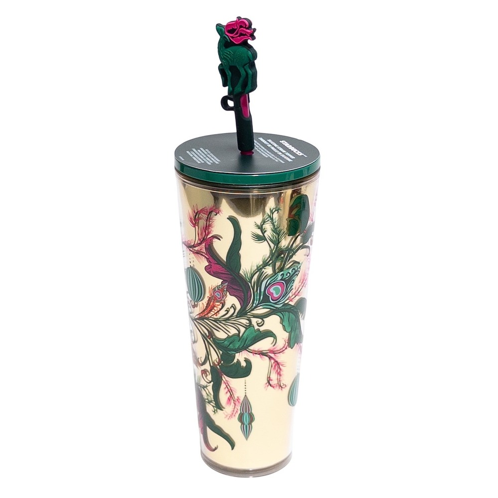 Starbucks 2024‎ Holiday Reindeer Cold Cup Tumbler 24oz Straw
